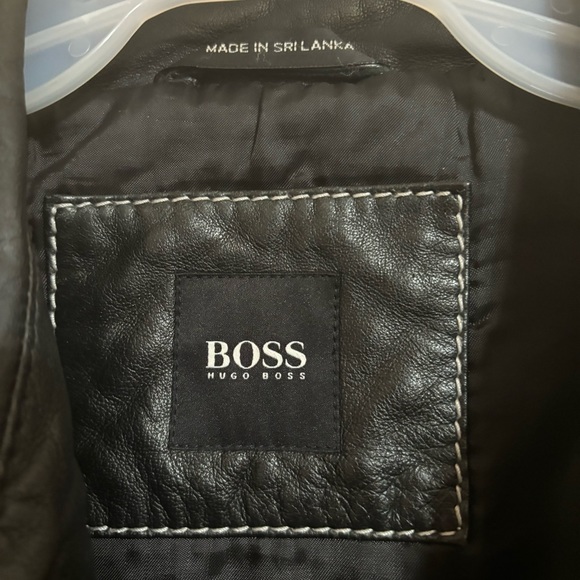 Boss by Hugo Boss Alekson Black Goatskin Leather Zip-Up Jacket 46R Moto Biker XL - Picture 2 of 7